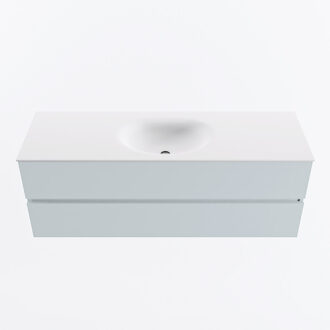 Mondiaz VICA 140cm badmeubel onderkast Clay 2 lades. Wastafel MOON midden zonder kraangat, kleur Talc.