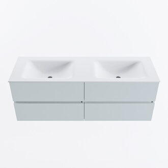 Mondiaz VICA 140cm badmeubel onderkast Clay 4 lades. Wastafel CLOUD dubbel zonder kraangat, kleur Talc.