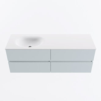 Mondiaz VICA 140cm badmeubel onderkast Clay 4 lades. Wastafel MOON links 1 kraangat, kleur Talc.