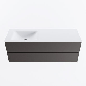 Mondiaz VICA 140cm badmeubel onderkast Dark Grey 2 lades. Wastafel CLOUD links 1 kraangat, kleur Talc.