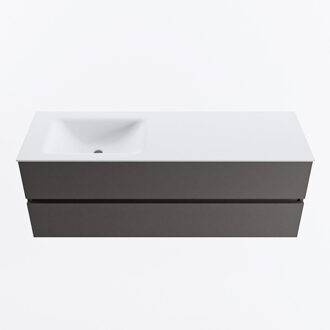 Mondiaz VICA 140cm badmeubel onderkast Dark Grey 2 lades. Wastafel CLOUD links zonder kraangat, kleur Talc.