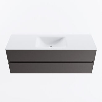 Mondiaz VICA 140cm badmeubel onderkast Dark Grey 2 lades. Wastafel CLOUD midden 1 kraangat, kleur Talc.