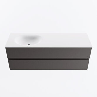 Mondiaz VICA 140cm badmeubel onderkast Dark Grey 2 lades. Wastafel MOON links 1 kraangat, kleur Talc.