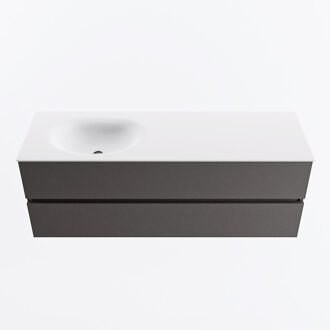 Mondiaz VICA 140cm badmeubel onderkast Dark Grey 2 lades. Wastafel MOON links zonder kraangat, kleur Talc.