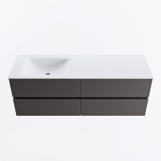 Mondiaz VICA 140cm badmeubel onderkast Dark Grey 4 lades. Wastafel CLOUD links 1 kraangat, kleur Talc.