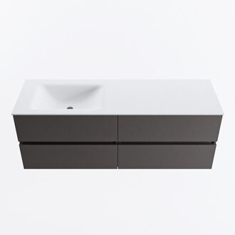 Mondiaz VICA 140cm badmeubel onderkast Dark Grey 4 lades. Wastafel CLOUD links zonder kraangat, kleur Talc.