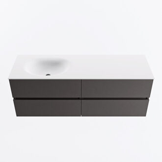 Mondiaz VICA 140cm badmeubel onderkast Dark Grey 4 lades. Wastafel MOON links 1 kraangat, kleur Talc.