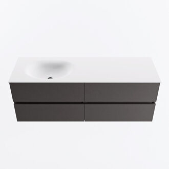 Mondiaz VICA 140cm badmeubel onderkast Dark Grey 4 lades. Wastafel MOON links zonder kraangat, kleur Talc.