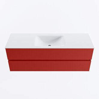 Mondiaz VICA 140cm badmeubel onderkast Fire 2 lades. Wastafel CLOUD midden 1 kraangat, kleur Talc.