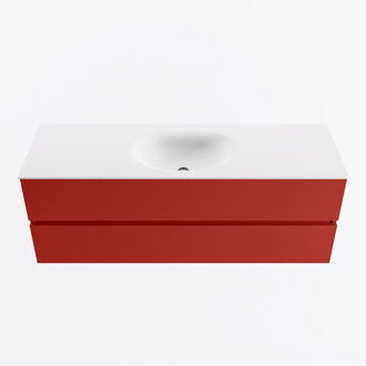 Mondiaz VICA 140cm badmeubel onderkast Fire 2 lades. Wastafel MOON midden 1 kraangat, kleur Talc.