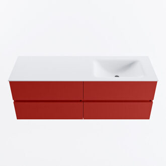 Mondiaz VICA 140cm badmeubel onderkast Fire 4 lades. Wastafel CLOUD rechts zonder kraangat, kleur Talc.