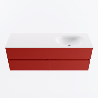 Mondiaz VICA 140cm badmeubel onderkast Fire 4 lades. Wastafel MOON rechts 1 kraangat, kleur Talc.