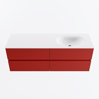 Mondiaz VICA 140cm badmeubel onderkast Fire 4 lades. Wastafel MOON rechts zonder kraangat, kleur Talc.