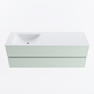 Mondiaz VICA 140cm badmeubel onderkast Greey 2 lades. Wastafel CLOUD links zonder kraangat, kleur Talc.