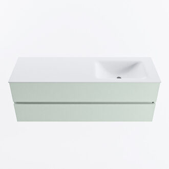 Mondiaz VICA 140cm badmeubel onderkast Greey 2 lades. Wastafel CLOUD rechts zonder kraangat, kleur Talc.