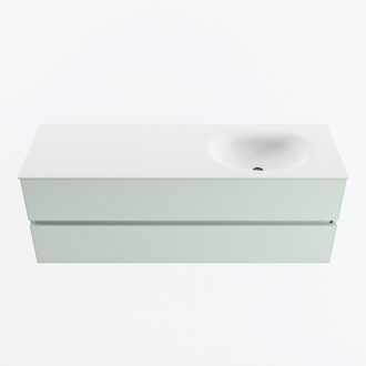 Mondiaz VICA 140cm badmeubel onderkast Greey 2 lades. Wastafel MOON rechts 1 kraangat, kleur Talc.