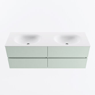 Mondiaz VICA 140cm badmeubel onderkast Greey 4 lades. Wastafel MOON dubbel 2 kraangaten, kleur Talc.