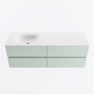 Mondiaz VICA 140cm badmeubel onderkast Greey 4 lades. Wastafel MOON links 1 kraangat, kleur Talc.