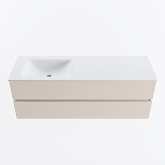 Mondiaz VICA 140cm badmeubel onderkast Linen 2 lades. Wastafel CLOUD links 1 kraangat, kleur Talc.