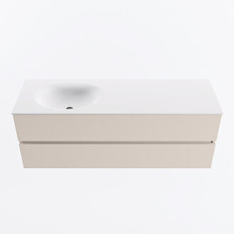 Mondiaz VICA 140cm badmeubel onderkast Linen 2 lades. Wastafel MOON links 1 kraangat, kleur Talc.