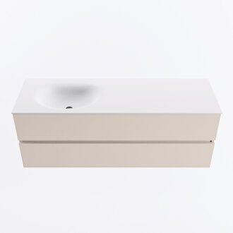 Mondiaz VICA 140cm badmeubel onderkast Linen 2 lades. Wastafel MOON links zonder kraangat, kleur Talc.