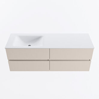 Mondiaz VICA 140cm badmeubel onderkast Linen 4 lades. Wastafel CLOUD links 1 kraangat, kleur Talc.