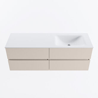 Mondiaz VICA 140cm badmeubel onderkast Linen 4 lades. Wastafel CLOUD rechts zonder kraangat, kleur Talc.