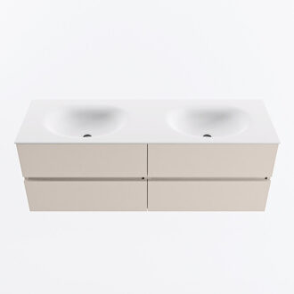 Mondiaz VICA 140cm badmeubel onderkast Linen 4 lades. Wastafel MOON dubbel 2 kraangaten, kleur Talc.