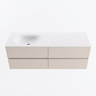 Mondiaz VICA 140cm badmeubel onderkast Linen 4 lades. Wastafel MOON links 1 kraangat, kleur Talc.