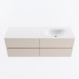 Mondiaz VICA 140cm badmeubel onderkast Linen 4 lades. Wastafel MOON rechts zonder kraangat, kleur Talc.