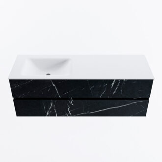 Mondiaz VICA 140cm badmeubel onderkast Marquina 2 lades. Wastafel CLOUD links zonder kraangat, kleur Talc.