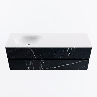 Mondiaz VICA 140cm badmeubel onderkast Marquina 2 lades. Wastafel MOON links zonder kraangat, kleur Talc.