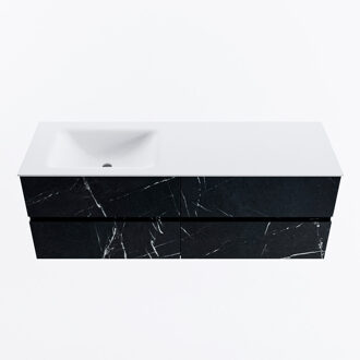 Mondiaz VICA 140cm badmeubel onderkast Marquina 4 lades. Wastafel CLOUD links zonder kraangat, kleur Talc.