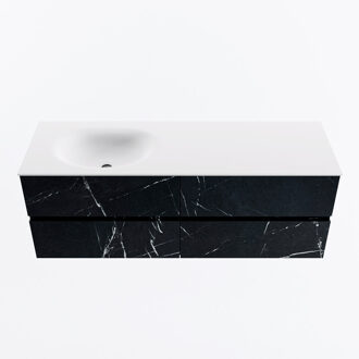 Mondiaz VICA 140cm badmeubel onderkast Marquina 4 lades. Wastafel MOON links zonder kraangat, kleur Talc.