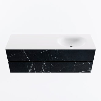 Mondiaz VICA 140cm badmeubel onderkast Marquina 4 lades. Wastafel MOON rechts 1 kraangat, kleur Talc.