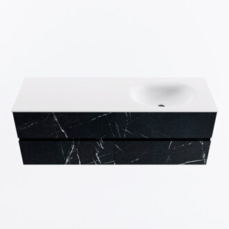 Mondiaz VICA 140cm badmeubel onderkast Marquina 4 lades. Wastafel MOON rechts zonder kraangat, kleur Talc.