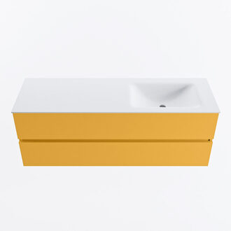 Mondiaz VICA 140cm badmeubel onderkast Ocher 2 lades. Wastafel CLOUD rechts 1 kraangat, kleur Talc.