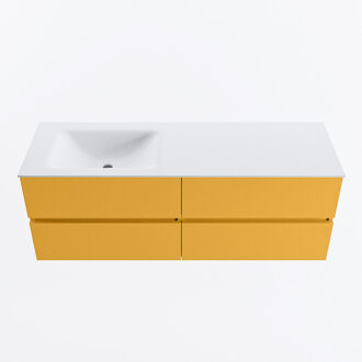 Mondiaz VICA 140cm badmeubel onderkast Ocher 4 lades. Wastafel CLOUD links 1 kraangat, kleur Talc.