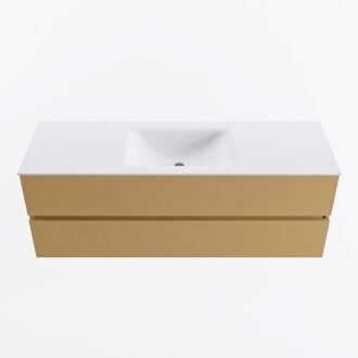 Mondiaz VICA 140cm badmeubel onderkast Oro 2 lades. Wastafel CLOUD midden zonder kraangat, kleur Talc.