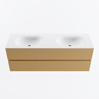 Mondiaz VICA 140cm badmeubel onderkast Oro 2 lades. Wastafel MOON dubbel zonder kraangat, kleur Talc.