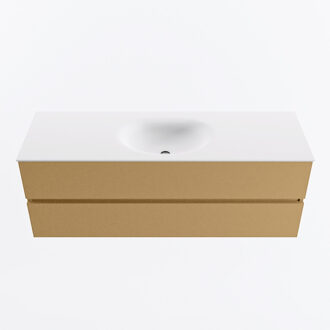 Mondiaz VICA 140cm badmeubel onderkast Oro 2 lades. Wastafel MOON midden 1 kraangat, kleur Talc.