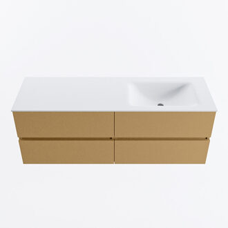 Mondiaz VICA 140cm badmeubel onderkast Oro 4 lades. Wastafel CLOUD rechts zonder kraangat, kleur Talc.