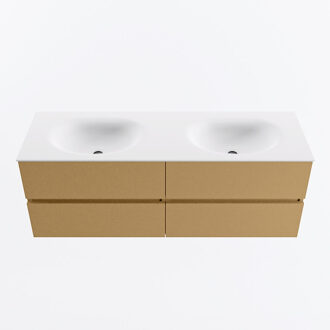 Mondiaz VICA 140cm badmeubel onderkast Oro 4 lades. Wastafel MOON dubbel zonder kraangat, kleur Talc.