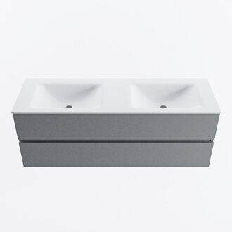 Mondiaz VICA 140cm badmeubel onderkast Plata 2 lades. Wastafel CLOUD dubbel 2 kraangaten, kleur Talc.