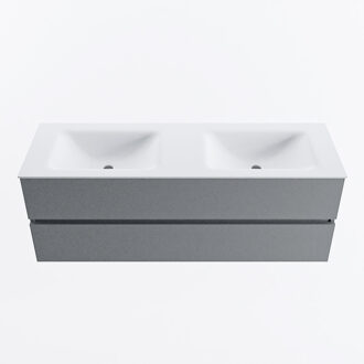 Mondiaz VICA 140cm badmeubel onderkast Plata 2 lades. Wastafel CLOUD dubbel zonder kraangat, kleur Talc.