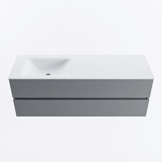 Mondiaz VICA 140cm badmeubel onderkast Plata 2 lades. Wastafel CLOUD links 1 kraangat, kleur Talc.