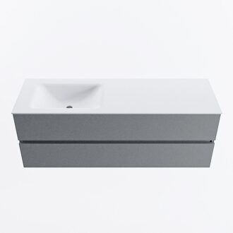 Mondiaz VICA 140cm badmeubel onderkast Plata 2 lades. Wastafel CLOUD links zonder kraangat, kleur Talc.