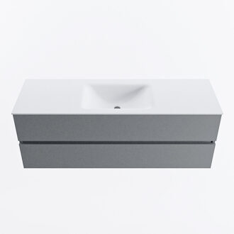 Mondiaz VICA 140cm badmeubel onderkast Plata 2 lades. Wastafel CLOUD midden 1 kraangat, kleur Talc.