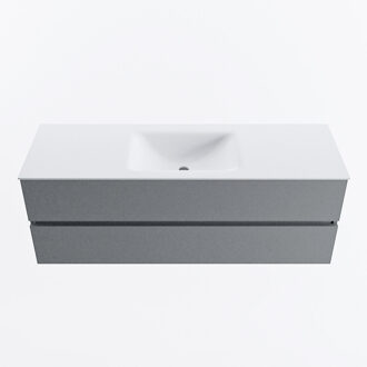 Mondiaz VICA 140cm badmeubel onderkast Plata 2 lades. Wastafel CLOUD midden zonder kraangat, kleur Talc.