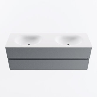 Mondiaz VICA 140cm badmeubel onderkast Plata 2 lades. Wastafel MOON dubbel zonder kraangat, kleur Talc.